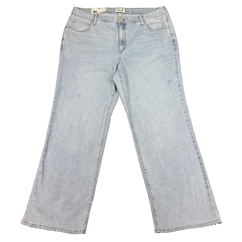 Seven7 Womens‎ 18W Loose Straight Jeans High Rise Light Wash Denim Key West NWT
